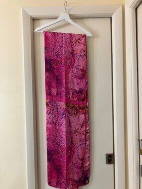 Vintage 80s Nazareno Gabrielli 100% Silk Long Scarf Made in Italy Pink Abstract